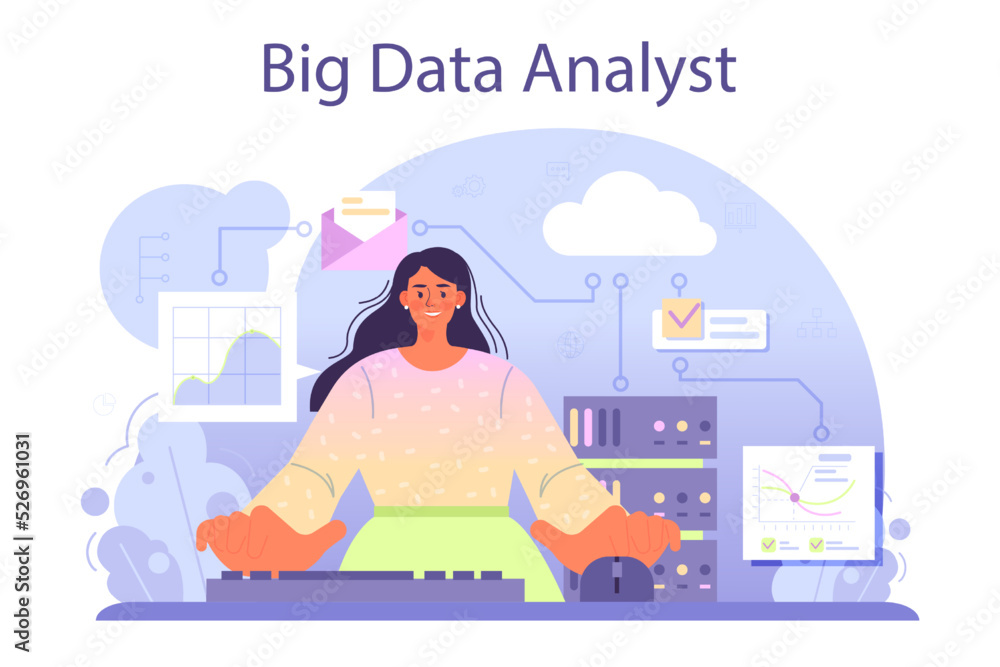 Poster big data analytics concept. big data based development of business strategy