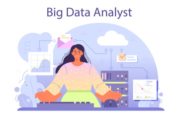 Big data analytics concept. Big data based development of business strategy