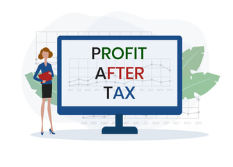 Fototapeta na wymiar PAT - Profit After Tax acronym, business concept background