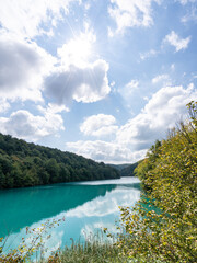 National park Plitvicer lakes with beautiful turquois water