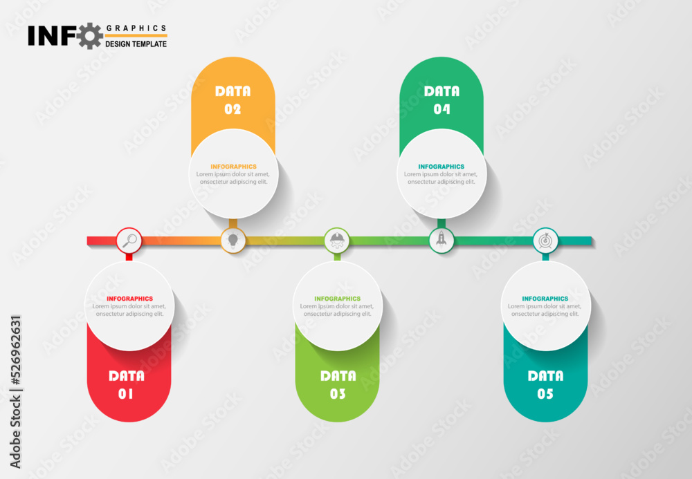 Poster vector infographic circle design template with 5 options or steps.