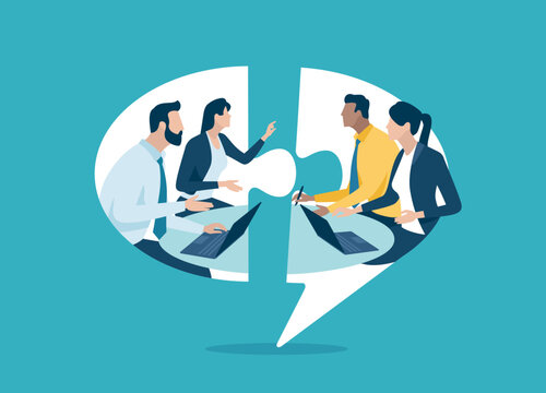 Conclusion of the agreement. Negotiating an agreement. Discussion. Business vector illustration