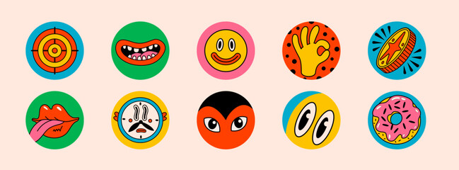 Cartoon vector funny cute Comic characters. Crazy cartoons Abstract vector collection