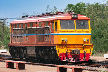 Fototapeta premium Diesel locomotive on the railway yard