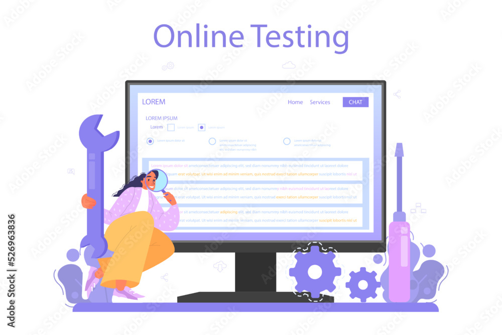 Poster software tester online service or platform. application or website