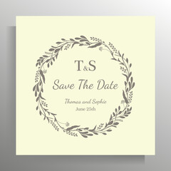 Vintage wedding invitation design. Vector template for card, poster.