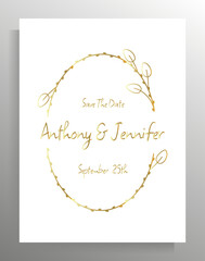 Vintage wedding invitation design. Vector template for card, poster.