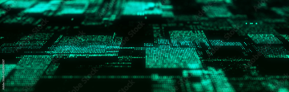 Poster future digital cyberspace. sorting and analysis digital data. technology matrix algorithm. security 