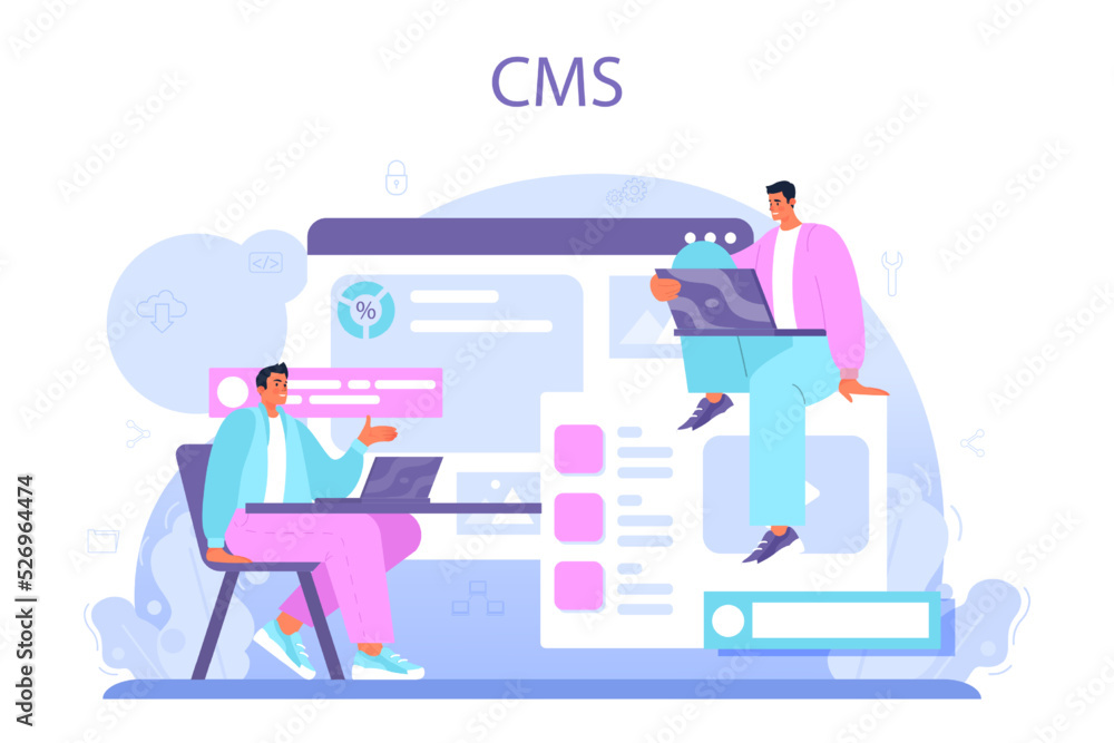 Poster web administrator. content management system management and