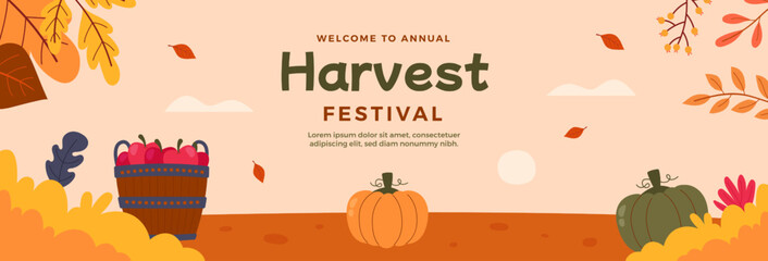 Fototapeta harvest festival sale horizontal banner vector flat design obraz