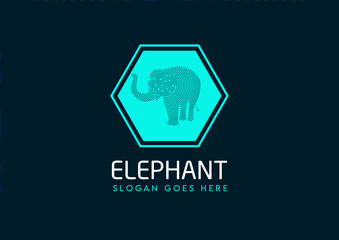 Elephant Scan Fingerprint Technology Logo Vector EPS