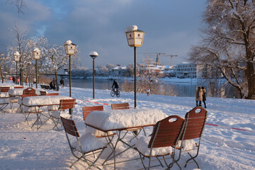 Winter am Bodenseeufer von Konstanz