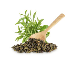 Green tea leaf isolated on transparent background. (.PNG)