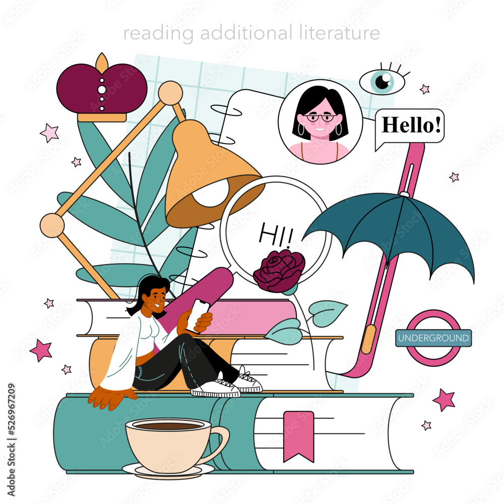 Poster english class concept. study foreign languages in school or university
