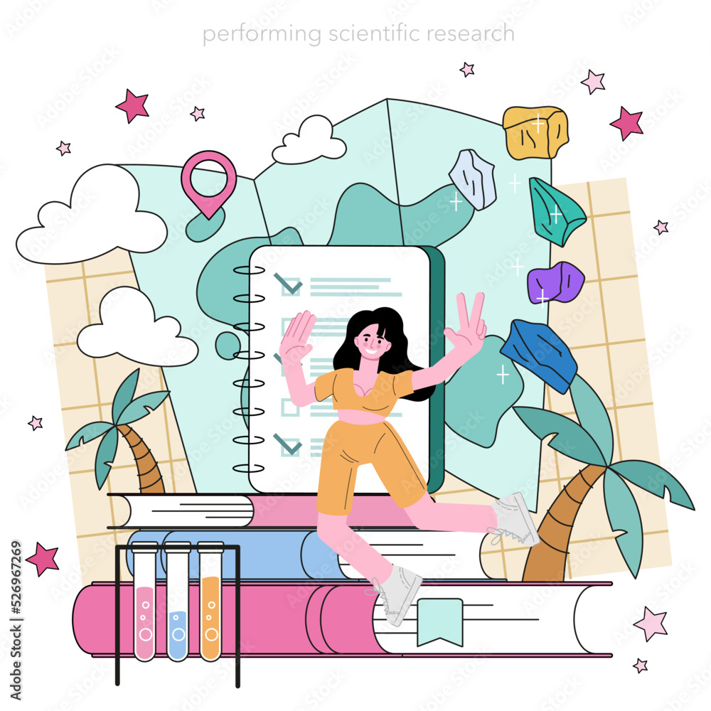 Poster geochemist concept. scientist study structure, evolution and dynamics