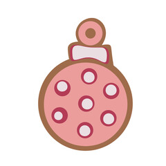 Gingerbread in the form of a Christmas ball. Chocolate Christmas toy. Vector illustration isolated on white background.