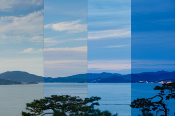 Seaside color change time slice at sunset