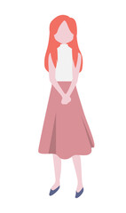 ビジネスパーソン　ノースリーブとAラインスカートの20-30代女性フラットイラスト（単品）