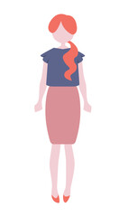 ビジネスパーソン　半袖ブラウスとタイトスカートの20-30代女性フラットイラスト（単品）