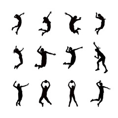 Set of Women Volleyball Players Silhouette	