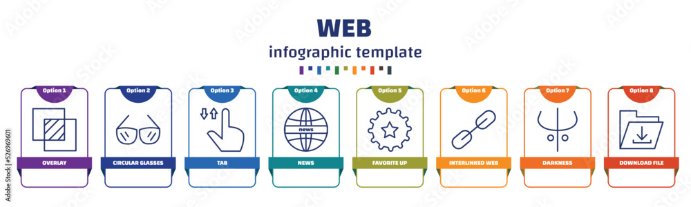 Poster infographic template with icons and 8 options or steps. infographic for web concept. included overla