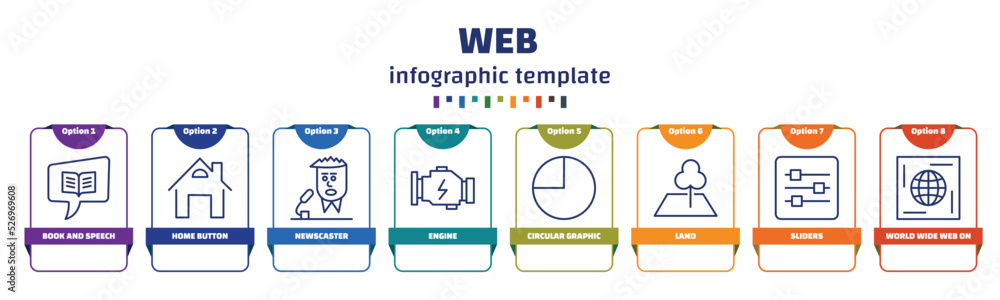 Poster infographic template with icons and 8 options or steps. infographic for web concept. included book a