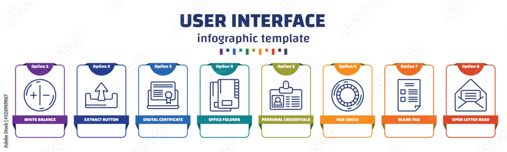 Aufkleber infographic template with icons and 8 options or steps. infographic for user interface concept. incl