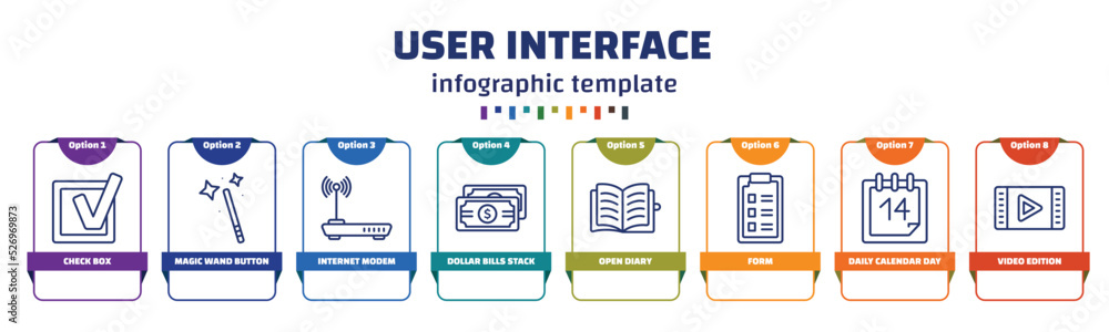 Poster infographic template with icons and 8 options or steps. infographic for user interface concept. incl