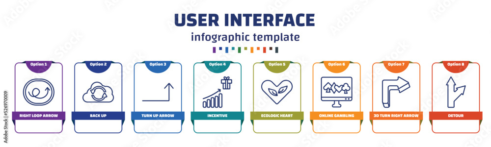 Aufkleber infographic template with icons and 8 options or steps. infographic for user interface concept. incl