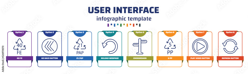 Aufkleber infographic template with icons and 8 options or steps. infographic for user interface concept. incl