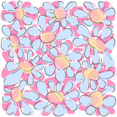 Modern floral drawing. A creative collage with a modern floral. Vector illustration.
