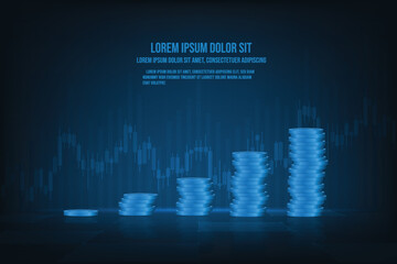 Vector Finance and trading online concept. Trading graph interface for stock exchange.