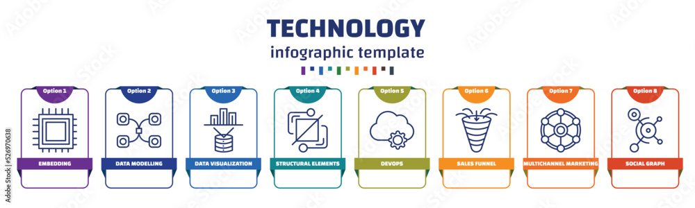 Poster infographic template with icons and 8 options or steps. infographic for technology concept. included