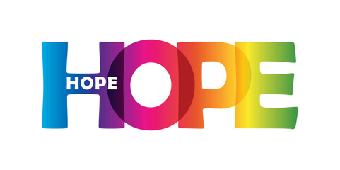 colorful hope typography isolated on white background