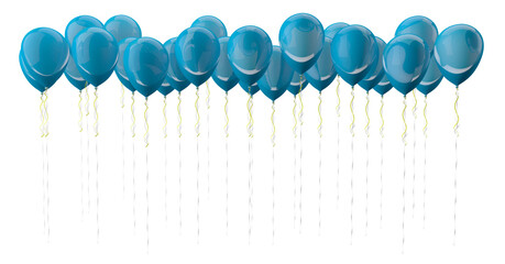 Blue balloons group isolated on out background
