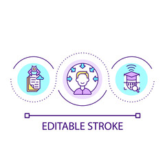 Customer centric digital service loop concept icon. Choose information from virtual storage. E learning abstract idea thin line illustration. Isolated outline drawing. Editable stroke. Arial font used