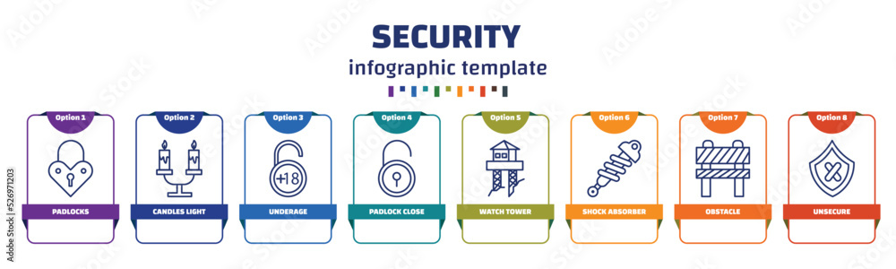 Poster infographic template with icons and 8 options or steps. infographic for security concept. included p