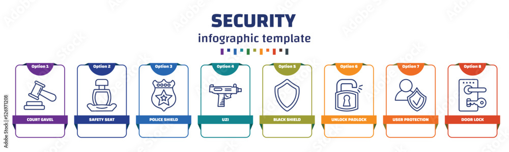Poster infographic template with icons and 8 options or steps. infographic for security concept. included c