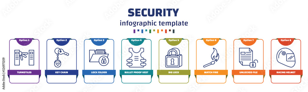Poster infographic template with icons and 8 options or steps. infographic for security concept. included t
