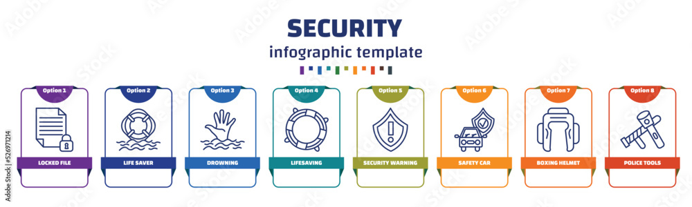 Poster infographic template with icons and 8 options or steps. infographic for security concept. included l