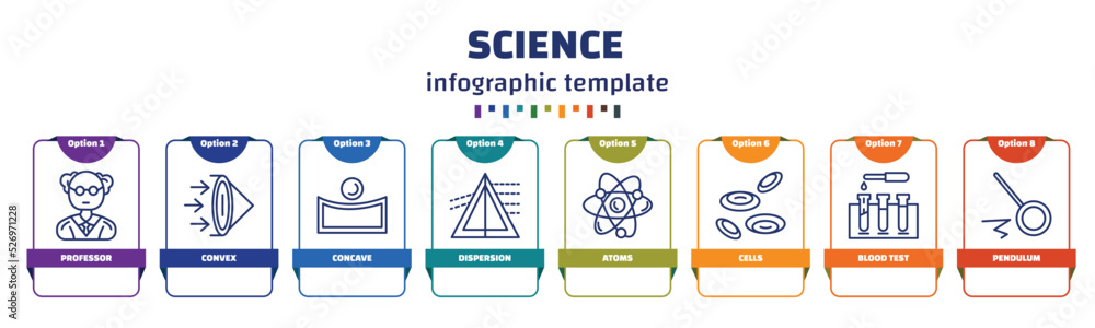 Poster infographic template with icons and 8 options or steps. infographic for science concept. included pr