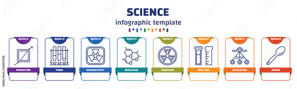 Poster infographic template with icons and 8 options or steps. infographic for science concept. included re