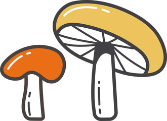 Large and small mushroom with orange caps