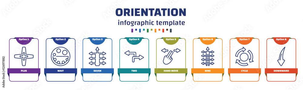 Poster infographic template with icons and 8 options or steps. infographic for orientation concept. include