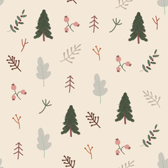 cute winter doodle hand drawn with pastel background