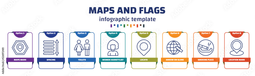 Aufkleber infographic template with icons and 8 options or steps. infographic for maps and flags concept. incl
