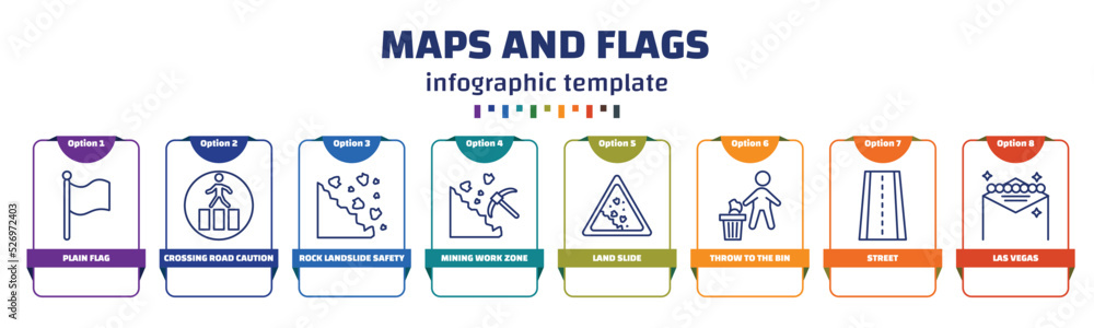 Poster infographic template with icons and 8 options or steps. infographic for maps and flags concept. incl