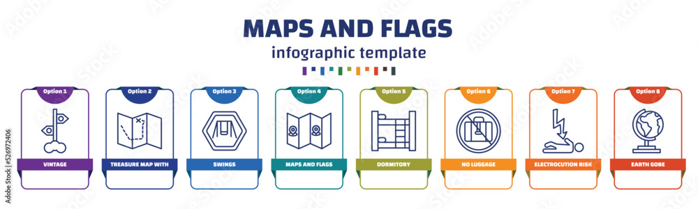 Poster infographic template with icons and 8 options or steps. infographic for maps and flags concept. incl