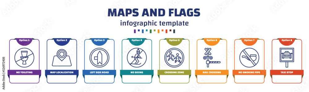 Aufkleber infographic template with icons and 8 options or steps. infographic for maps and flags concept. incl