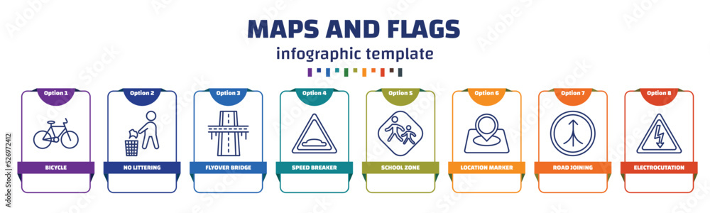 Poster infographic template with icons and 8 options or steps. infographic for maps and flags concept. incl